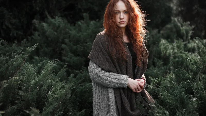 Ivy Oak sweter wełniany damski kolor zielony lekki z półgolfem